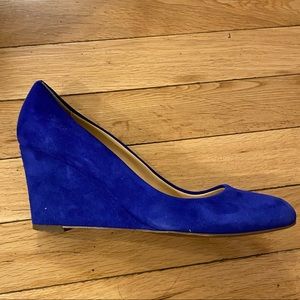 J. Crew Brilliant Blue Suede Wedges Size 6 Made in Italy